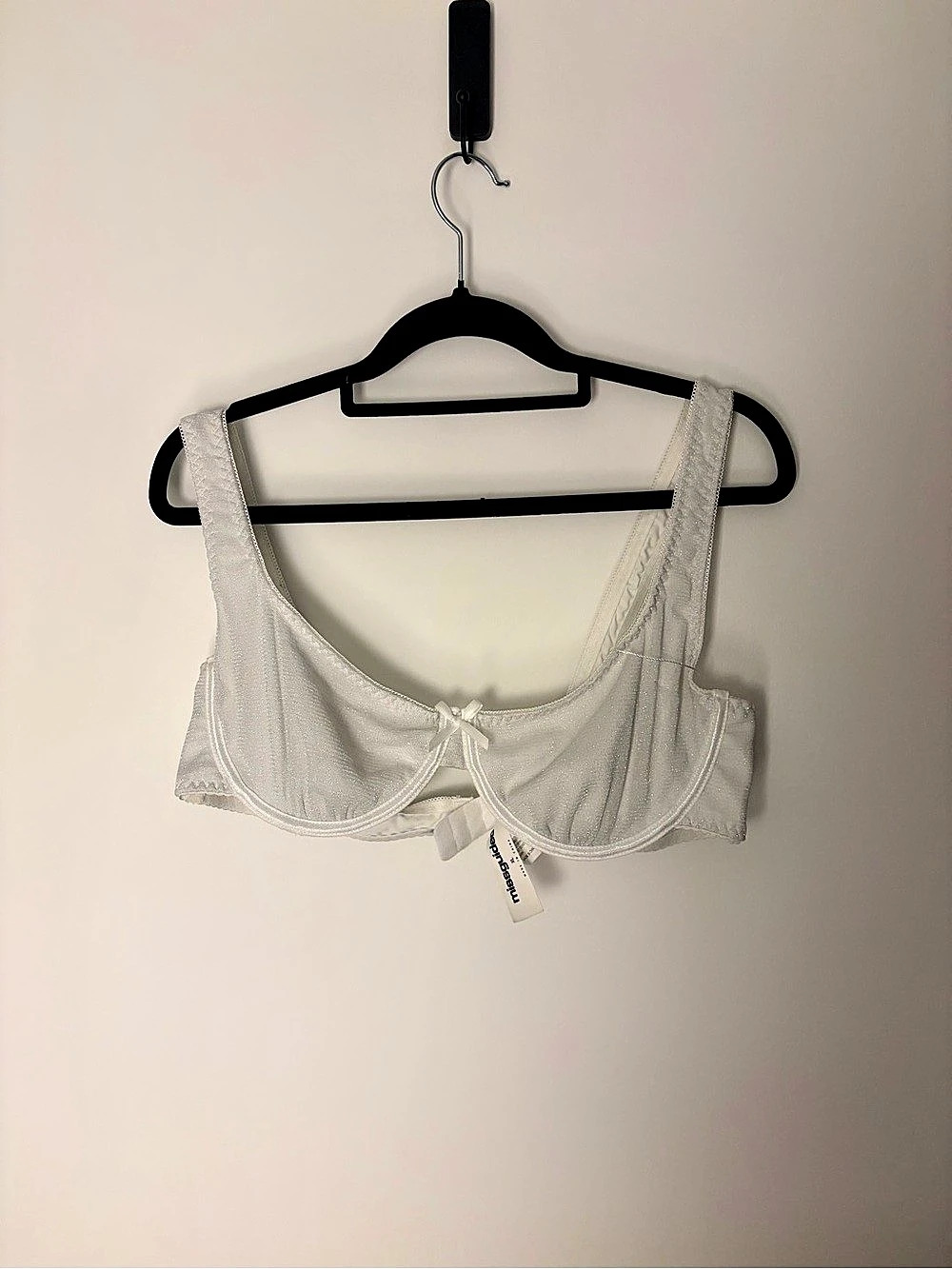 Missguided White sparkly Bra Size XL NWT